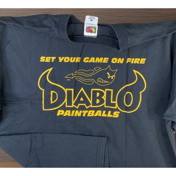 Vintage Diablo Paintball T-Shirt Set Your Game On Fire Y2K Graphic Tee Men Sz XL